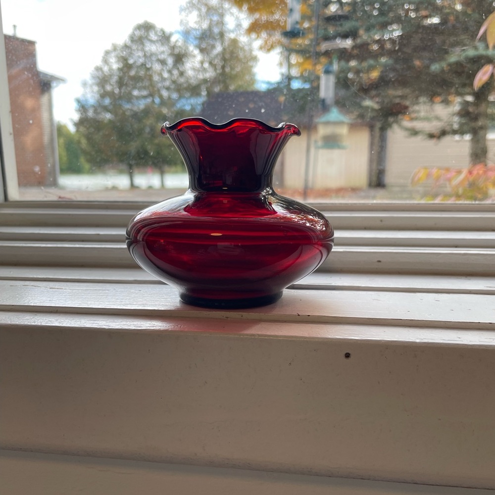 Vintage Ruby Red Bud Vase